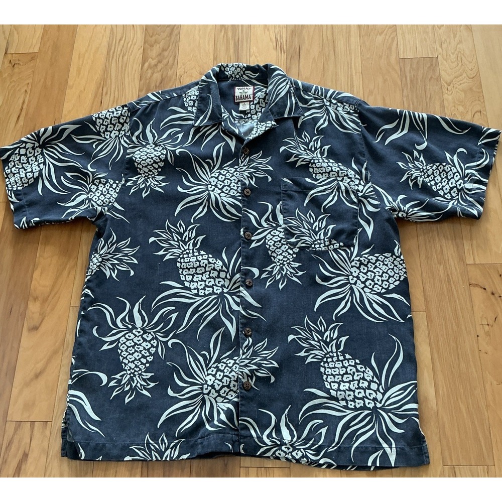 Men's Tommy Bahama Hawaiian Pineapple Aloha Shirt 100% Silk Size Small